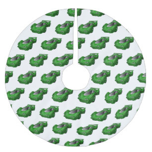 エアフォイル付きグリーンスポーツカーイラストレーション ブラッシュドポリエステルツリースカート