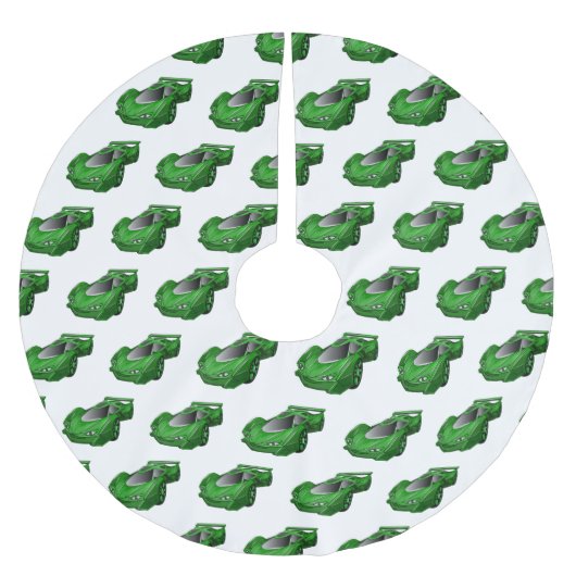 エアフォイル付きグリーンスポーツカーイラストレーション ブラッシュドポリエステルツリースカート (正面)