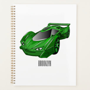 エアフォイル付きグリーンスポーツカーイラストレーション プランナー手帳