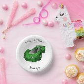 エアフォイル付きグリーンスポーツカーイラストレーション ペーパーボウル (パーティー)