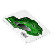 エアフォイル付きグリーンスポーツカーイラストレーション マグネット (右側)