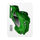 エアフォイル付きグリーンスポーツカーイラストレーション マグネット (縦)