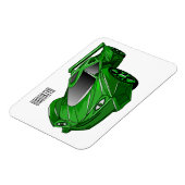 エアフォイル付きグリーンスポーツカーイラストレーション マグネット (左側)