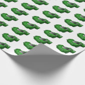 エアフォイル付きグリーンスポーツカーイラストレーション ラッピングペーパー (角)