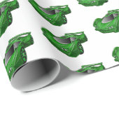 エアフォイル付きグリーンスポーツカーイラストレーション ラッピングペーパー (ロールコーナー)