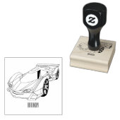 エアフォイル付きグリーンスポーツカーイラストレーション ラバースタンプ (押印)