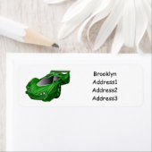 エアフォイル付きグリーンスポーツカーイラストレーション ラベル (インサイチュ)