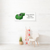 エアフォイル付きグリーンスポーツカーイラストレーション 横断幕 (インサイチュ)