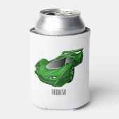 エアフォイル付きグリーンスポーツカーイラストレーション 缶クーラー (缶正面)