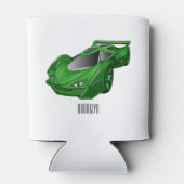エアフォイル付きグリーンスポーツカーイラストレーション 缶クーラー (裏面)