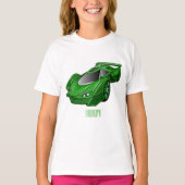 エアフォイル付きグリーンスポーツカーイラストレーション Tシャツ (正面)