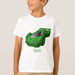 エアフォイル付きグリーンスポーツカーイラストレーション Tシャツ