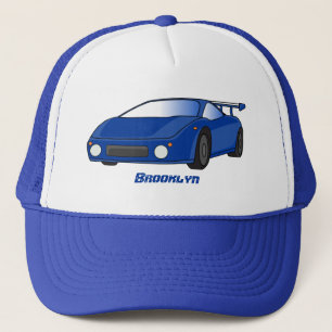 エアフォイル付きブルースポーツカーイラストレーション キャップ