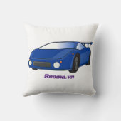 エアフォイル付きブルースポーツカーイラストレーション クッション (裏面)