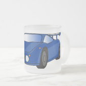 エアフォイル付きブルースポーツカーイラストレーション フロストグラスマグカップ (正面右)
