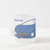 エアフォイル付きブルースポーツカーイラストレーション フロストグラスマグカップ (正面左)