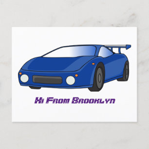 エアフォイル付きブルースポーツカーイラストレーション ポストカード