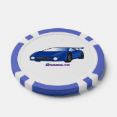 エアフォイル付きブルースポーツカーイラストレーション ポーカーチップ (シングル)