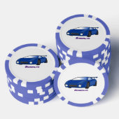 エアフォイル付きブルースポーツカーイラストレーション ポーカーチップ (積み重ね)