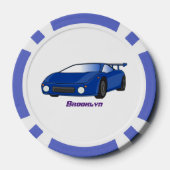 エアフォイル付きブルースポーツカーイラストレーション ポーカーチップ (裏面)