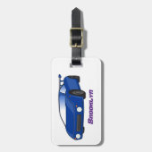 エアフォイル付きブルースポーツカーイラストレーション ラゲッジタグ (正面縦)