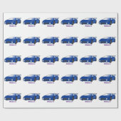 エアフォイル付きブルースポーツカーイラストレーション ラッピングペーパー (フラット)