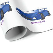 エアフォイル付きブルースポーツカーイラストレーション ラッピングペーパー (ロールコーナー)