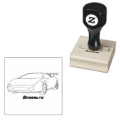 エアフォイル付きブルースポーツカーイラストレーション ラバースタンプ (押印)