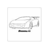 エアフォイル付きブルースポーツカーイラストレーション ラバースタンプ (インプリント)