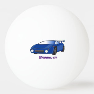 エアフォイル付きブルースポーツカーイラストレーション 卓球ボール
