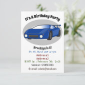エアフォイル付きブルースポーツカーイラストレーション 招待状 (スタンド正面)