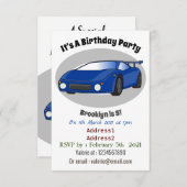 エアフォイル付きブルースポーツカーイラストレーション 招待状 (正面/裏面)