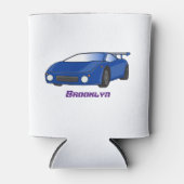 エアフォイル付きブルースポーツカーイラストレーション 缶クーラー (正面)
