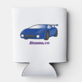 エアフォイル付きブルースポーツカーイラストレーション 缶クーラー (裏面)