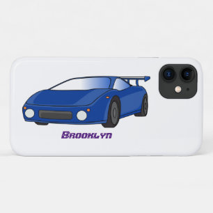 エアフォイル付きブルースポーツカーイラストレーション iPhone 11 ケース