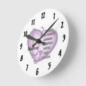 エアフォースナースパープルハートカスタムナースクロック ラウンド壁時計 (傾斜)