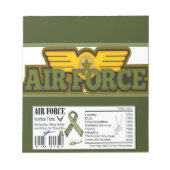 エアフォース軍隊お祝いキャンディバーラッパー ノートパッド (正面)