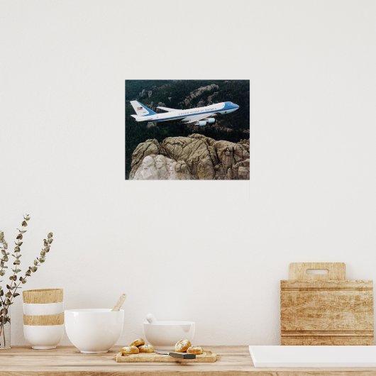エアフォース1オーバー飛んでいる山ラッシュモアポスター ポスター (キッチン)
