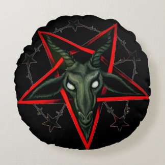 エアブラシのBaphometの落ちたな逆の五芒星 ラウンドクッション