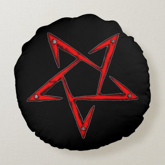エアブラシのBaphometの落ちたな逆の五芒星 ラウンドクッション (裏面)