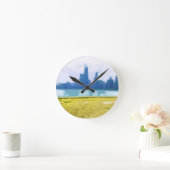 エアブラシシカゴスカイライン ラウンド壁時計 (ホーム)