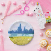 エアブラシシシカゴ超高層ビル ペーパープレート (パーティー)