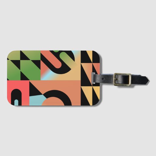 エアブラシスタイル抽象芸術幾何形状カラフル ラゲッジタグ (正面横)