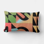 エアブラシスタイル抽象芸術幾何形状カラフル ランバークッション (正面)