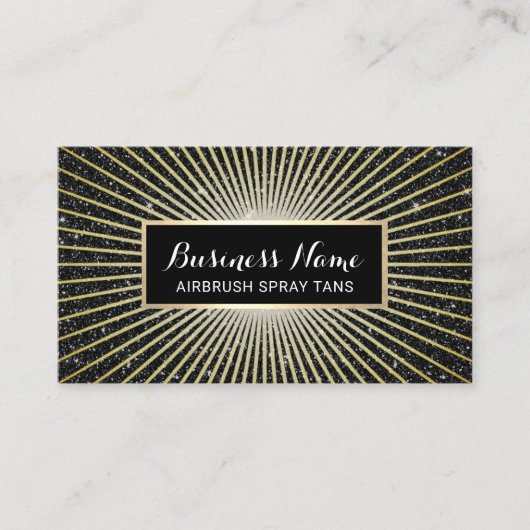 エアブラシスプレートタンブラックモダン金ゴールドグリッター 名刺 (正面)