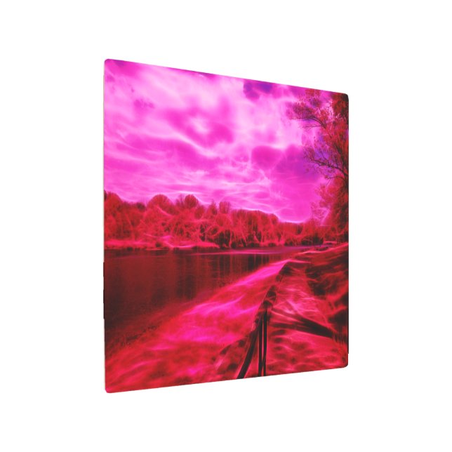 エアブラシ付き赤外線絵画の水辺 メタルプリント (アングル)
