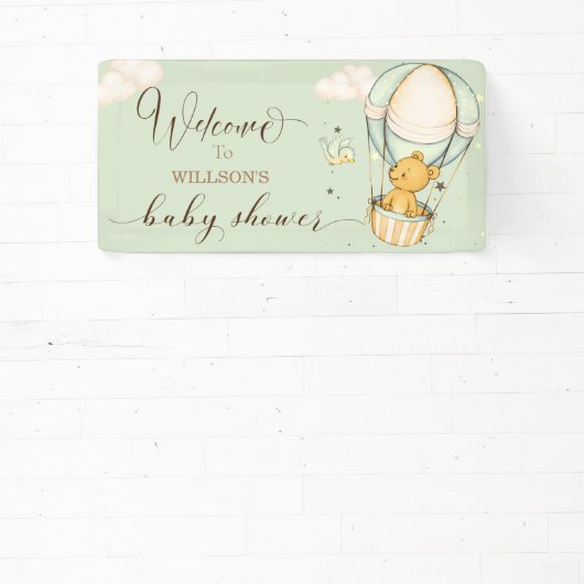 エアブルーボーイテディベア赤ちゃんシャワーへようこそ 横断幕 (インサイチュ)