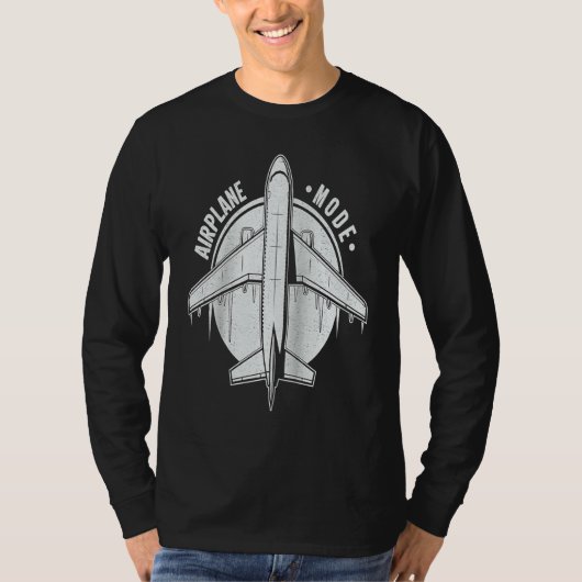 エアプレーンモード パイロット 飛行機 航空 ラグラン Tシャツ (正面)