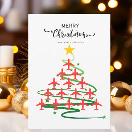 エアプレーン クリスマスツリー 家族写真 カスタムギフト シーズンカード