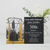 エアボートファンの沼沢地の氷の魚釣りの人の誕生日 招待状 (スタンド正面)